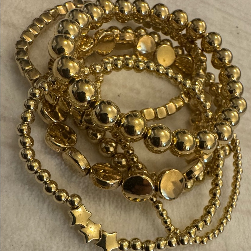 6pcs Style Multi layer Women’s Gold Bracelets Beaded Jewelry Accessories